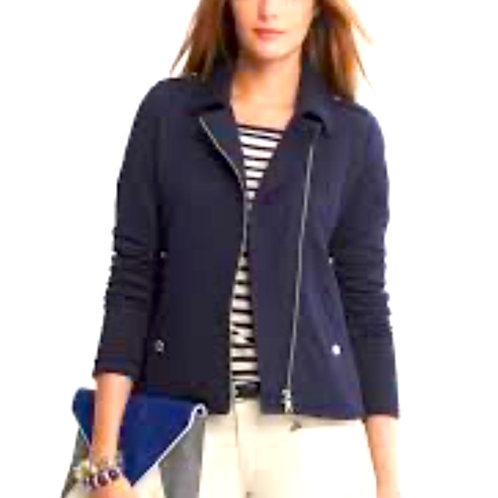 Banana Republic Women's Navy Blue Quilted Moto Style Jacket/blazer NWOT